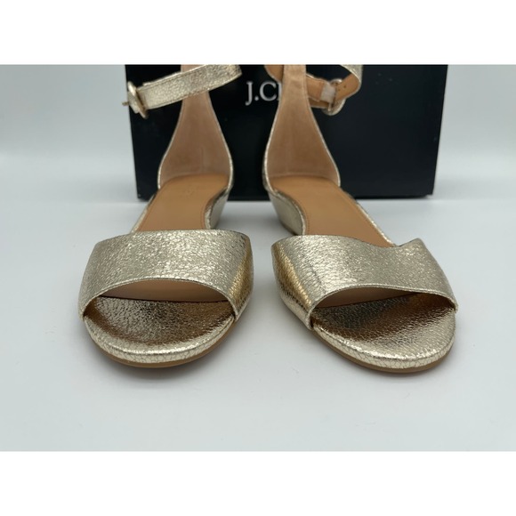 NEW J CREW METALLIC GOLD WEDGE ANKLE STRAP SANDALS - Picture 6 of 10